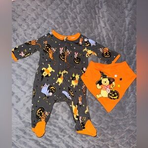 Disney Halloween Kids Footie Pajama Set - Black and Orange